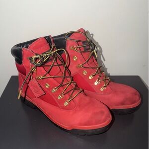 Timberland Field Boot Red Nubuck Mesh Waterproof Mens 10 A1Q55